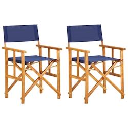 VidaXL Chaises De Metteur En Scène Lot De 2 Bois Massif D Acacia Bleu - bleu 45948_0