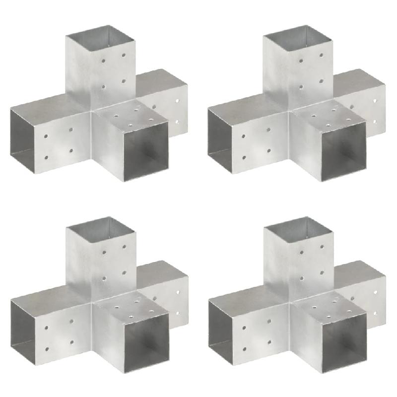 Vidaxl connecteurs de poteau 4 pcs forme en x métal galvanisé 81x81 mm 145468_0