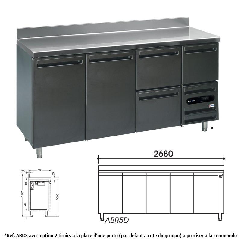 Unifrigor - Plan de travail inox pour arrière-bars sans groupe - 2 portes larges - Avec dosseret - Longueur 1200 - 115548