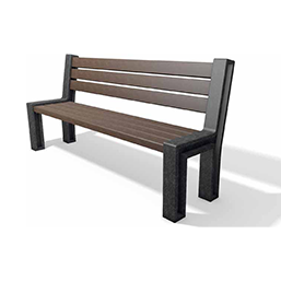 Banc public - MUNICH - Hauteur d'assise 45 cm - Plastique recyclé, piétement monobloc, coloris noir et marron_0