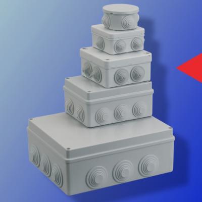 Boîte de dérivation étanche 100x100 mm - IP55 - 6 entrées avec couvercle à vis imperdables_0
