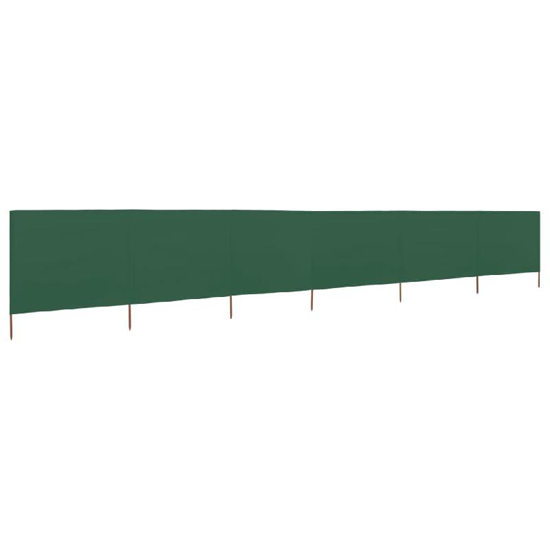 Brise-vue paravent pliable - 6 panneaux tissu vert - 800 x 80 cm - avec poteaux en bois_0