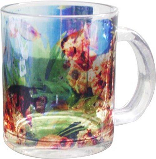 CERAMIQUE : MUG EN VERRE TRANSPARENT CERAMIQUE TRAITE POLYESTER_0