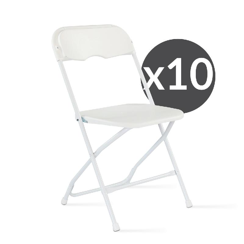 Chaises pliantes de réception - Lot de 10 - Structure acier époxy, assise PEHD, usage intérieur/extérieur_0