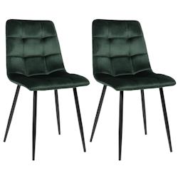 Décoshop26 - Lot de 2 chaises de salle à manger en velours vert pieds métal noir mat style moderne CDS10100 - noir 3000492969608_0