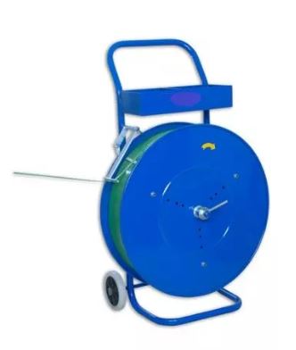 Dévidoir pour feuillards polyester - avec bac de rangement et roulettes pour poste de cerclage_0