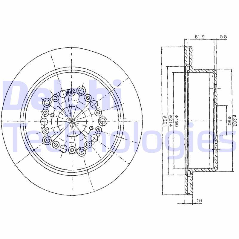 Disque de frein Delphi BG2662 - ventilé - avant - boîte de 2 - 5 trous_0