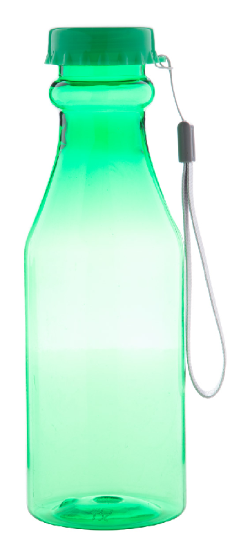 Gourde de sport - plastique transparent - bouchon à visser et dragonne - 500 ml - couleur vert_0