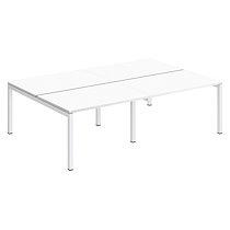 Pôle 4 bureaux droits Teamline L 240 cm - plateaux blanc piètement métal blanc arche_0