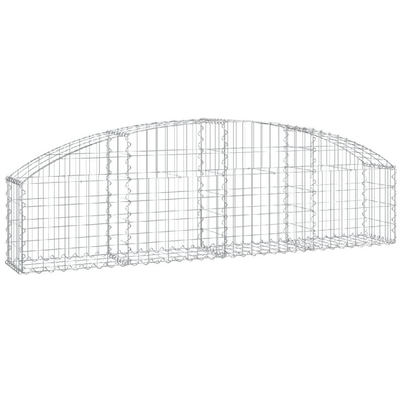 Panier de gabions clôture cage mur de soutènement arqué 200 x 30 x 40/60 cm fer galvanisé Argent 02_0040011 - métal 3000218913809