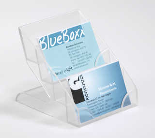 Présentoir pour carte de visite - 4 bacs - capacité 240 cartes - plastique rigide transparent_0