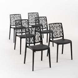 RATTATAN Set 6 Chaises en polypropylène avec fibre de verre empilables pour extérieur et jardin, bar et restaurant, cuisine design moderne - LISA -_0