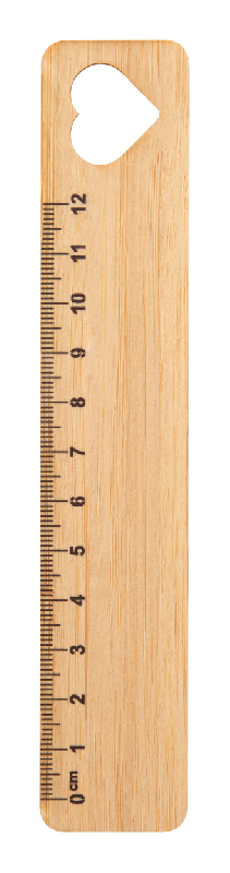Règle en bambou - contreplaqué de 12 cm avec motif - couleur naturelle_0