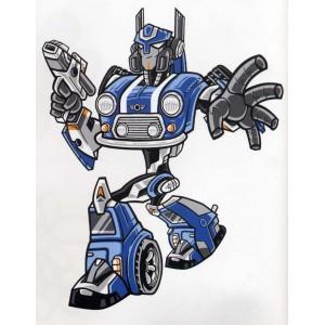 T-shirt enfant robot bleu - col rond - motif personnalisable - textile BC de qualité_0