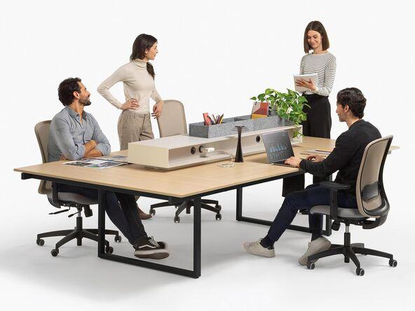 Table de réunion Be.1 avec réhausse connectée - Jusqu'à 12 personnes - Connectique personnalisable_0