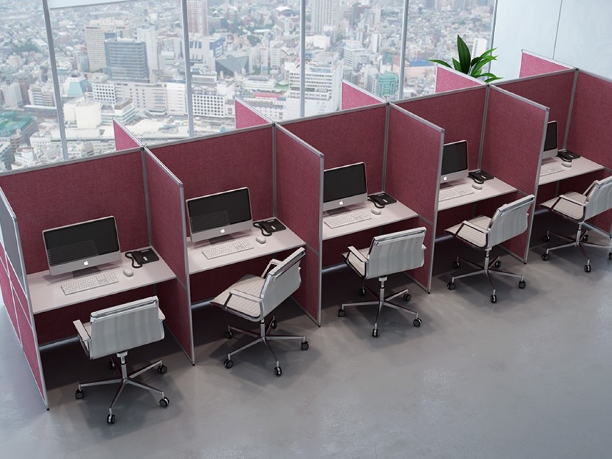 Bureau de call center optimisé et esthétique avec cloisons acoustiques - ELEGANCE_0