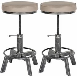 CLP Lot de 2 tabourets Destin Argent antique - gris polyester 325527_0