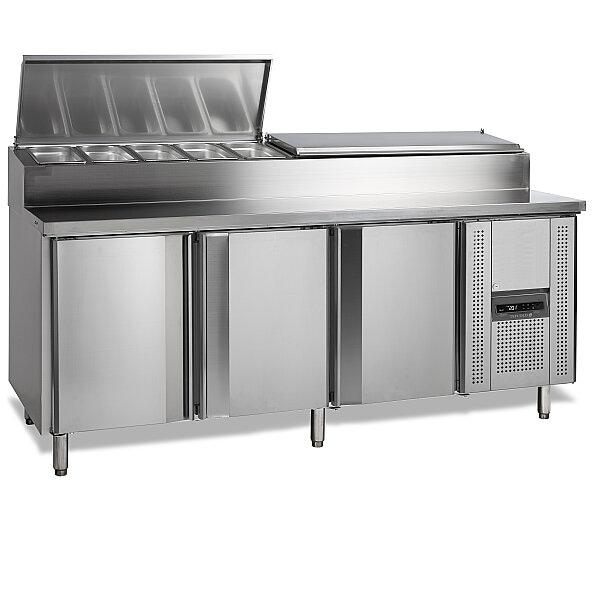 Comptoir réfrigéré de préparation de sandwich 3 portes 600x400 - 520 litres - premium inox 304 - SS8300_0