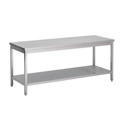 Gastro M Table Inox Professionnelle avec Etagère Basse   Gamme 600 - blanc inox 0645760622613_0