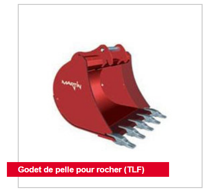Godet de pelle pour rocher - système intégré de transport BTS - Martin_0