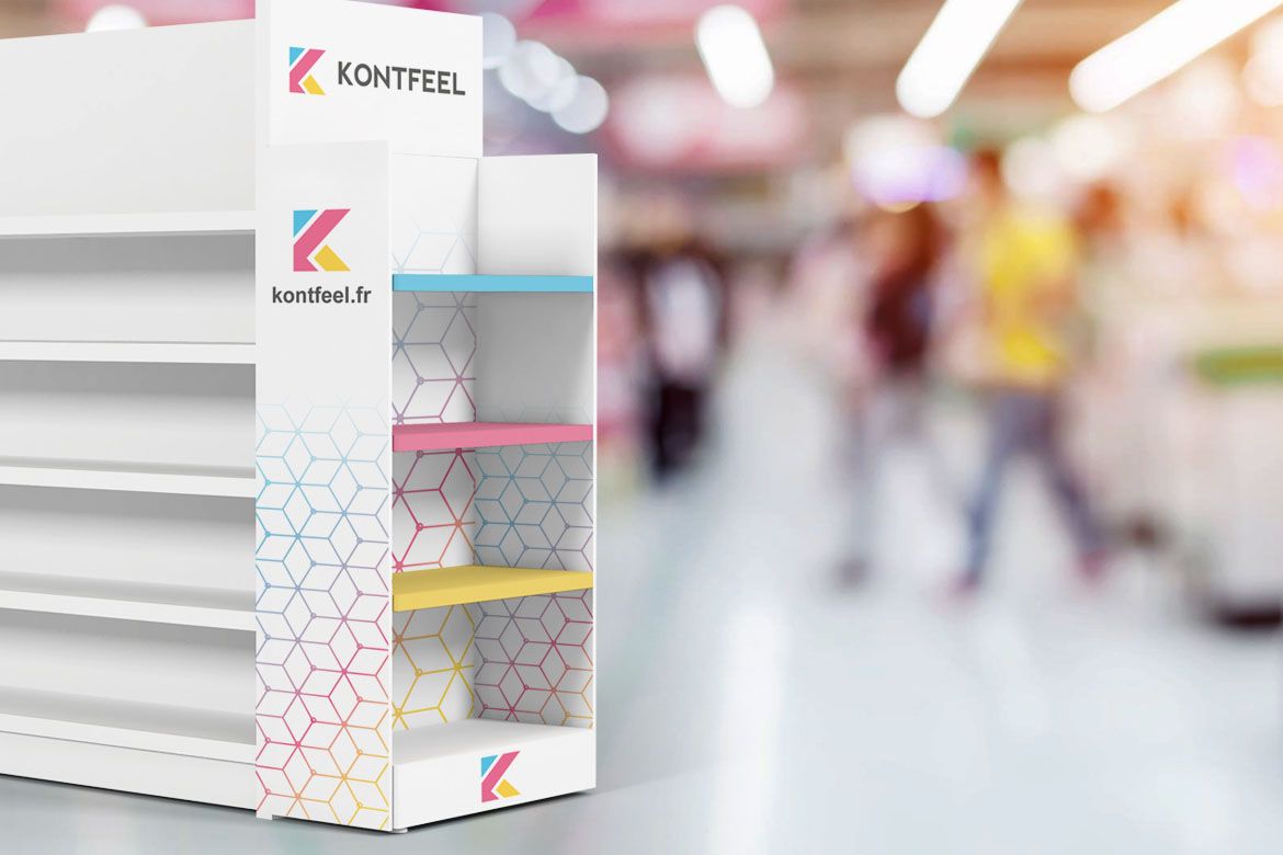 Habillage TG - Meuble présentoir en carton et PVC - Kontfeel - PLV personnalisée pour tête de gondole_0