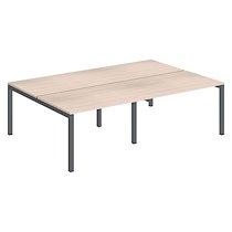 Pôle 4 bureaux droits Teamline L 240 cm - plateaux chêne clair piètement métal anthracite arche_0