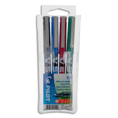 POCHETTE DE 4 STYLOS PILOT BX-V5 - 0,5 MM - POCHETTE DE 4 - COLORIS ASSORTIS