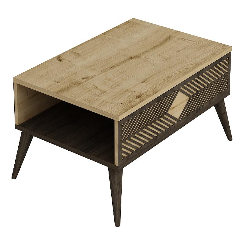 Table basse avec espace de rangement - 40 x 90 x 60 cm - effet chêne / effet noyer - 03_0008474_0