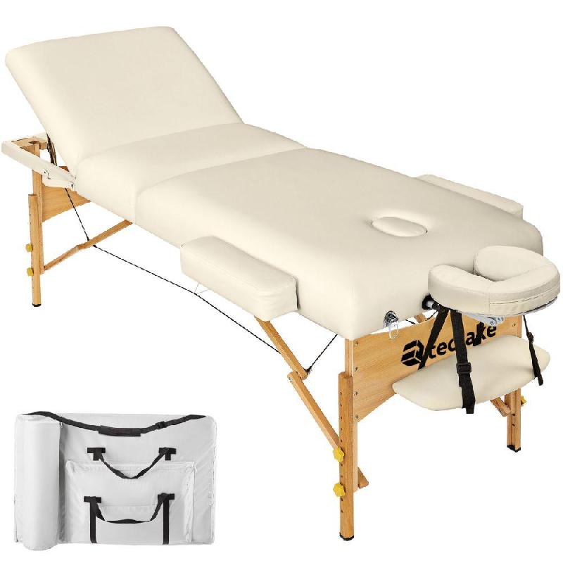 TABLE DE MASSAGE PLIANTE 3 ZONES - 10 CM D\'ÉPAISSEUR + HOUSSE BEIGE 2008136_0