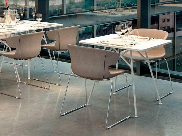 Lot de 2 tables Dextra Etner avec plateau mélaminé et piètement 4 pieds métal_0