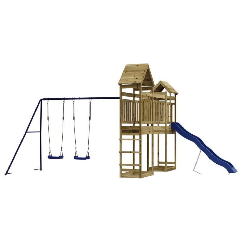 AIRE DE JEUX D\'EXTÉRIEUR BALANÇOIRES TOBOGGAN PORTIQUES ROBUSTE JEUX JARDIN 492 X 358 X 238 CM BOIS DE PIN IMPRÉGNÉ 02_0004702_0