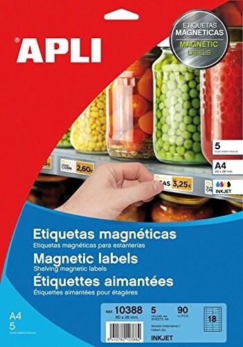 Apli 90 étiquettes aimantées pour étagères, format 80 x 28 mm (5 feuilles / cdt) - 8410782103882_0