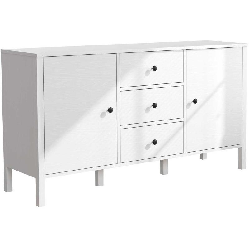 Buffet en aggloméré Frannie Modèle 2 : 2 portes et 3 tiroirs Hanah Home - blanc 8684283786053_0