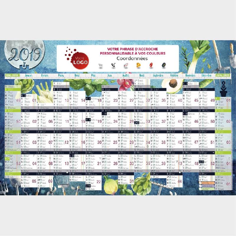 Calendrier jardiner avec la lune - jardin - bancaire - personnalise - carton_0