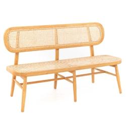 Chaise double Elliot - Banquette en bois massif et cannage marron 130x53 cm - Amadeus_0