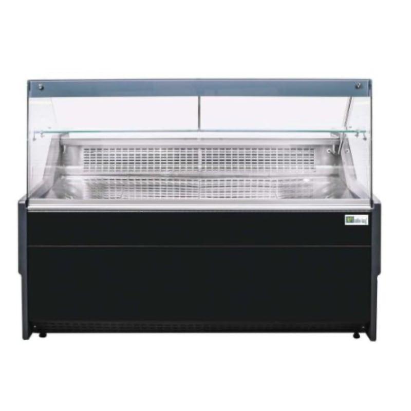 Comptoir réfrigéré d'exposition froid ventilé - VSA grise - Température +2°C à +5°C - Éclairage LED - Acier inoxydable_0