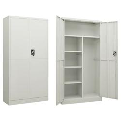Décoshop26 - Meuble de bureau armoire de rangement avec 2 portes et 4 étagères 90 x 40 x 180 cm en acier gris DEC024488 - gris 3000254731788_0