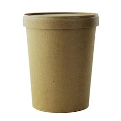 FIRSTPACK FHC - 250Pcs - Combo Pot carton brun chaud et froid avec couvercle carton - H135mm, 940ml - marron en carton 210SOUPCOK32_0