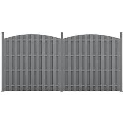 Helloshop26 - 2 pièces de clôture barrière brise vue brise vent bois composite WPC demi-cercle arrondi 185 x 376 cm gris 03_0006593 - 3001821547764_0