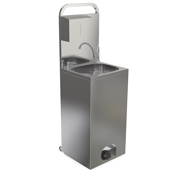 Lave-mains mobile sur pied avec commande à pédale - distributeurs de savon et de papier - GLC0009/B_0