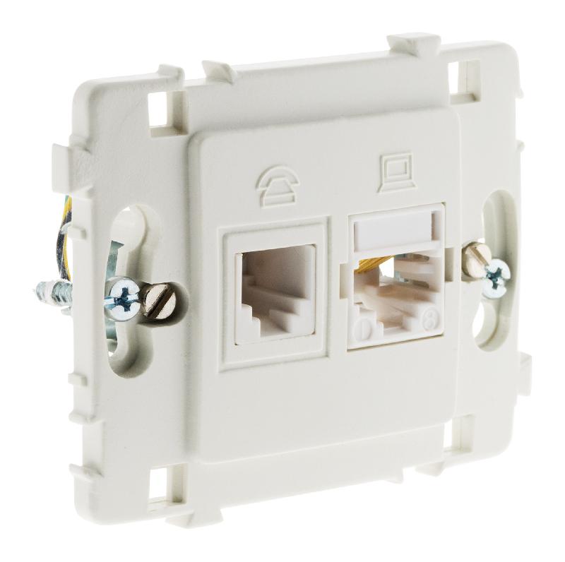 Prise rj11 + rj45 nu blanc clarys
