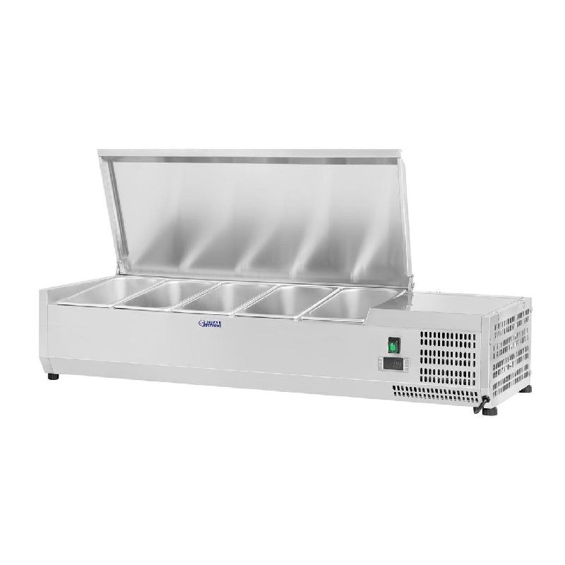 Saladette à poser - Table comptoir en acier inoxydable 120x33 cm - 5 bacs GN 1/4 - Référence 14_0003283_0