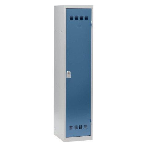 VESTIAIRE 1 COLONNE COLOR MONOBLOC INDUSTRIE SALISSANTE CORPS GRIS PORTE BLEUE