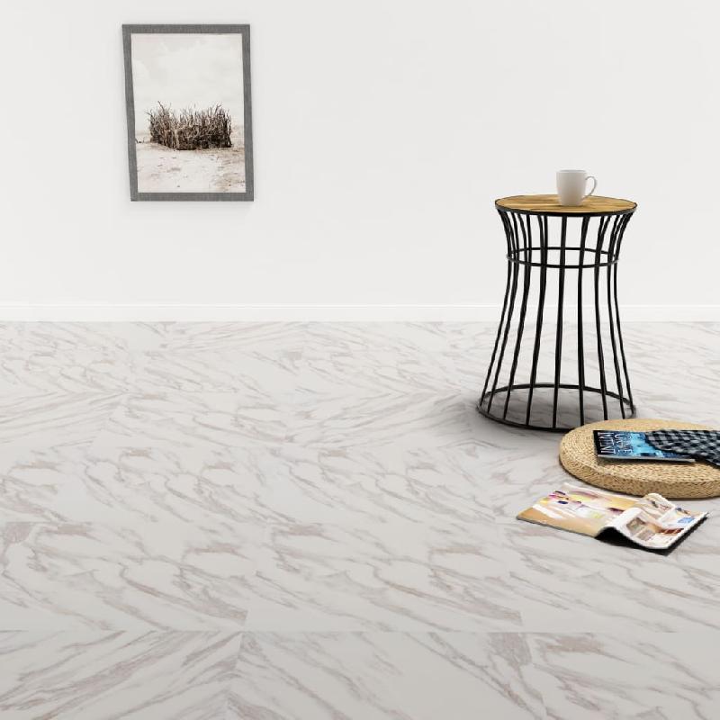 Vidaxl planche de plancher pvc autoadhésif 5,11 m² blanc marbre 144872_0