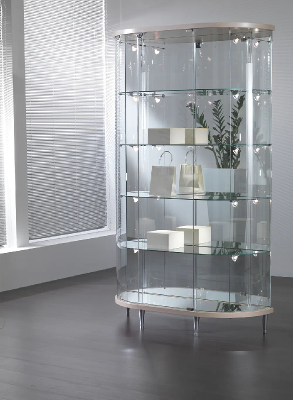 Vitrine semi ovale fond miroir 203/mva - gris clair_0