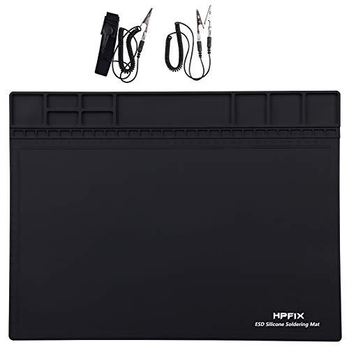 HPFIX Tapis antistatique ESD en silicone - Résistant à la chaleur avec bracelet et câble de mise à la terre_0