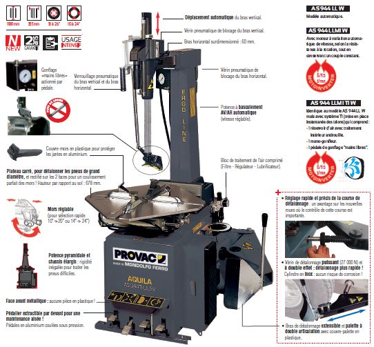 As944llw - monte/demonte-pneus automatique provac avec blocage exterieur de 10 à 24_0