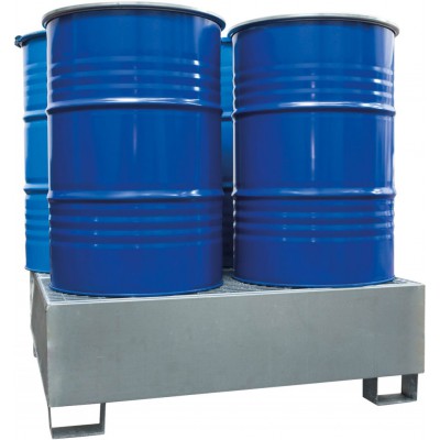 Bac de rétention manutentionnable en acier galvanisé - 1 à 4 fûts de 440 litres - Charge 1400 kg_0