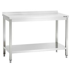 Bartscher Table de travail en acier inoxydable avec dossier en acier inoxydable + tablette inférieure | 600 mm de profondeur | 850 mm de hauteur - BA_0