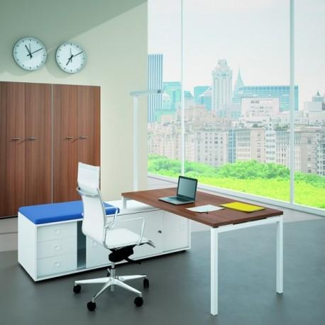 Bureau de direction IDEA+01 - avec retour, caisson 3 tiroirs et coussin - L 180 x Prof. 181.5 x H 72.5 cm_0